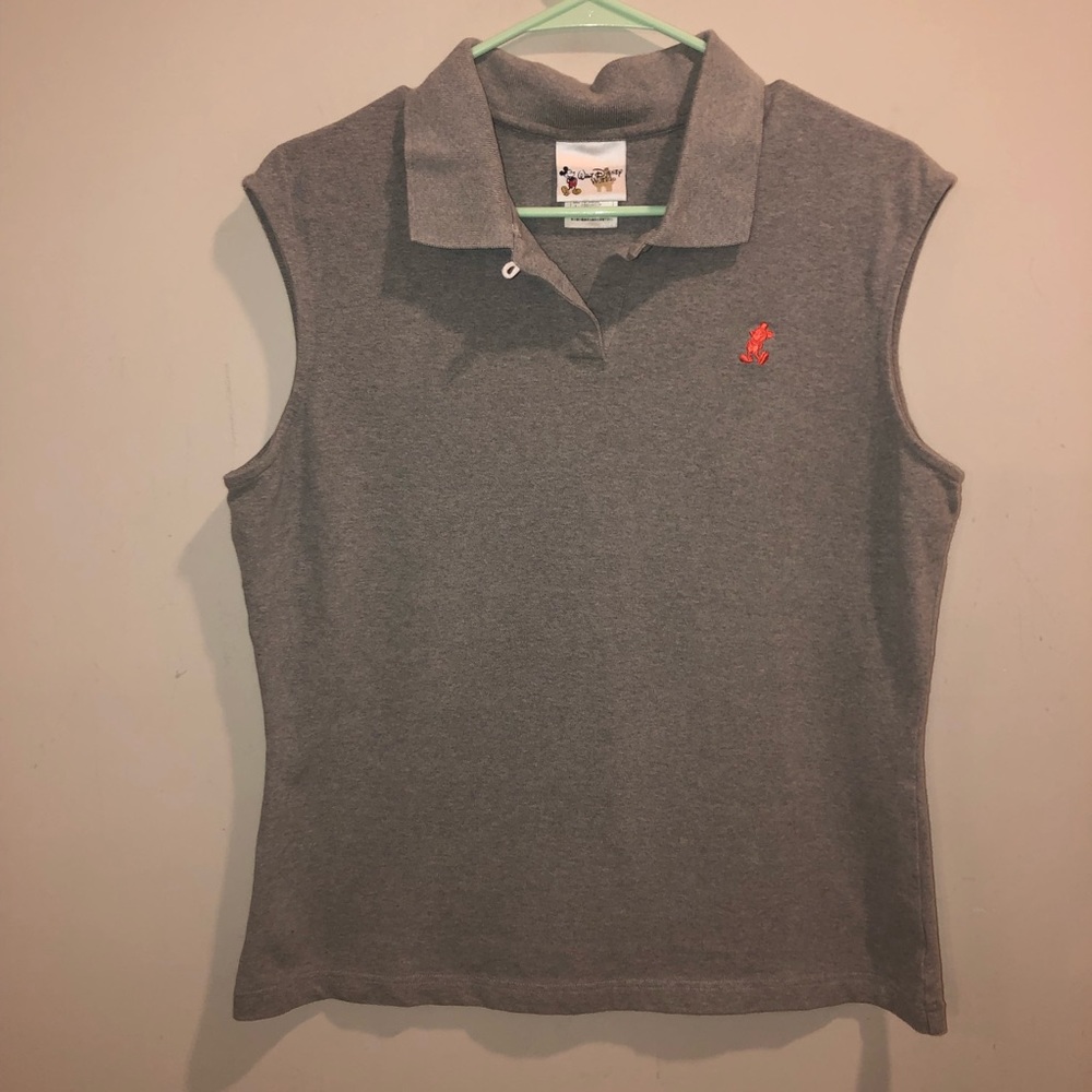Disney polo top sleeveless gray pink Mickey